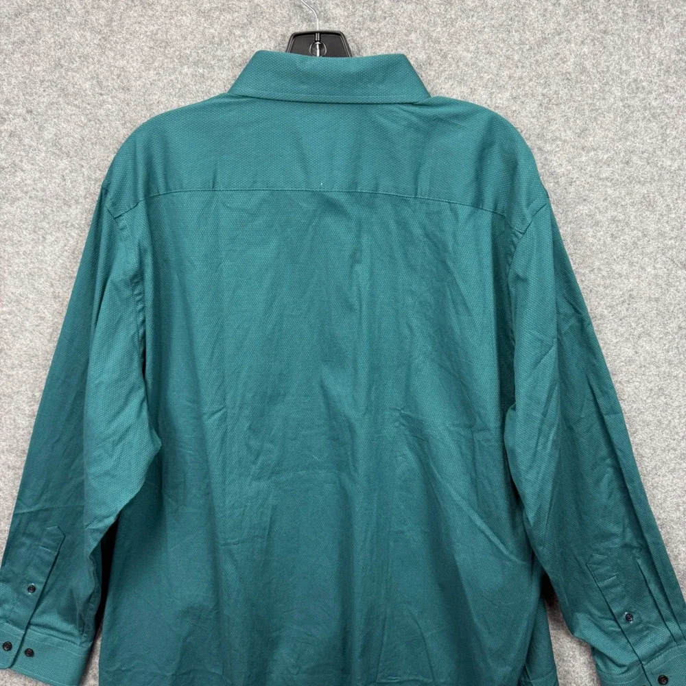 Haggar Premium Comfort Dress Shirt XXL 18-18.5 34/35 Slim Fit Dark Green Stretch